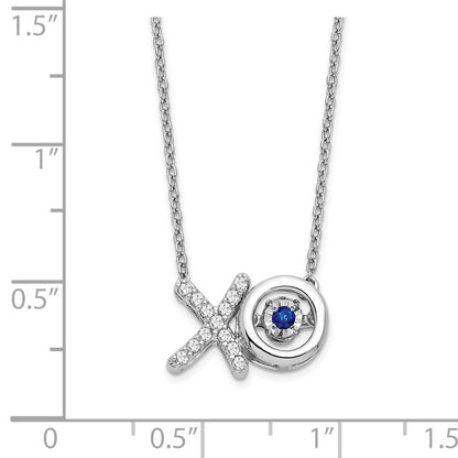 14k White Gold Sapphire/Real Diamond X and O Necklace