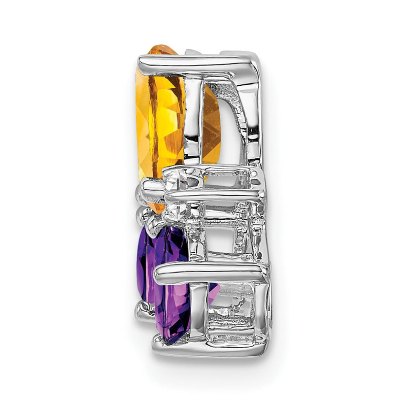 14k White Gold Amethyst/Citrine/Real Diamond Chain Slide