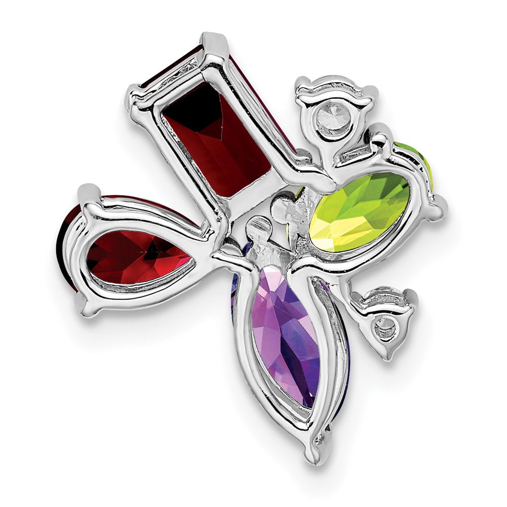14k White Gold Amethyst/Peridot/Garnet/Real Diamond Chain Slide