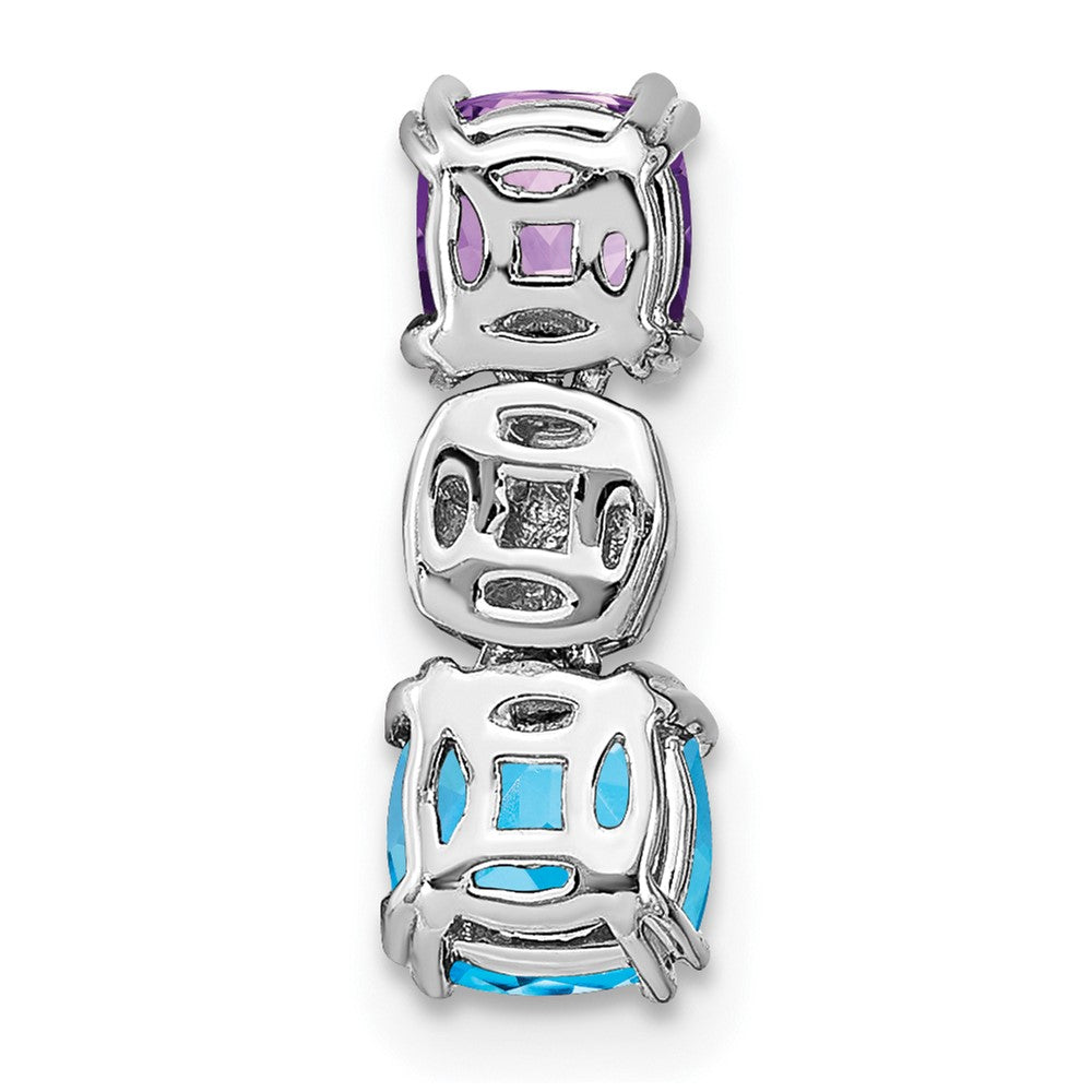 14k White Gold Amethyst/Blue Topaz/Real Diamond Chain Slide