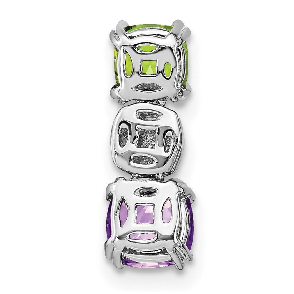 14k White Gold Peridot/Amethyst/Real Diamond Chain Slide