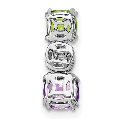 14k White Gold Peridot/Amethyst/Real Diamond Chain Slide