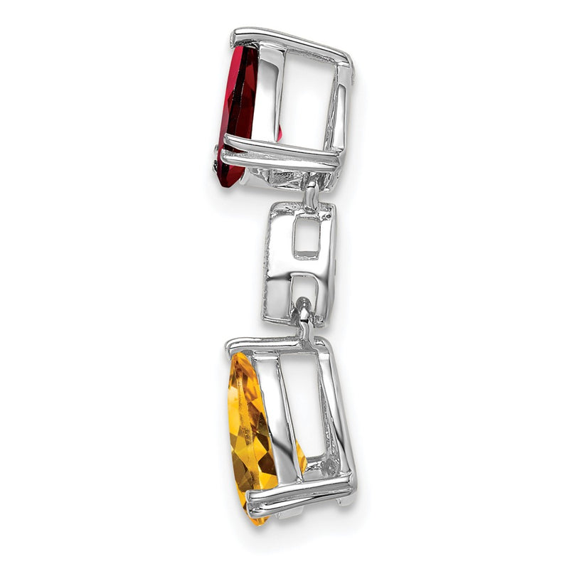 14k White Gold Garnet/Citrine/Real Diamond Chain Slide