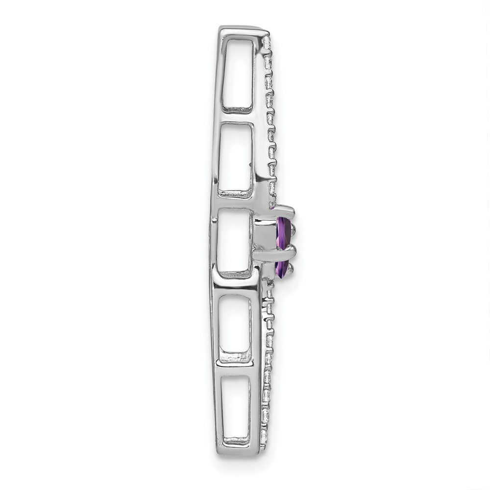 14k White Gold Amethyst and Real Diamond Chain Slide