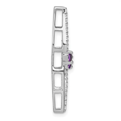14k White Gold Amethyst and Real Diamond Chain Slide