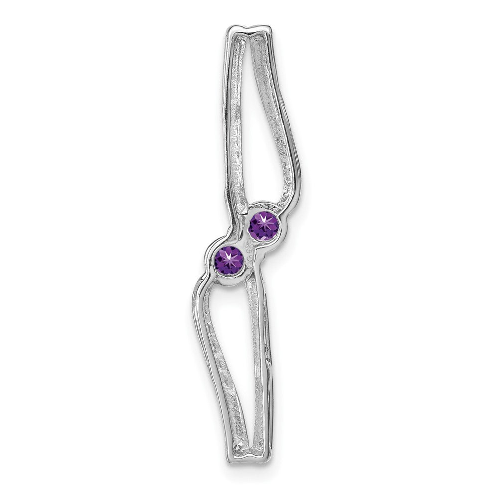 14k White Gold Amethyst and Real Diamond Chain Slide