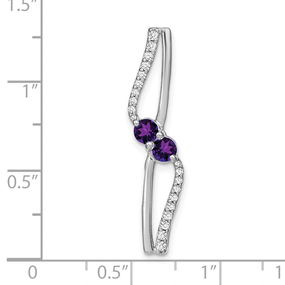 14k White Gold Amethyst and Real Diamond Chain Slide