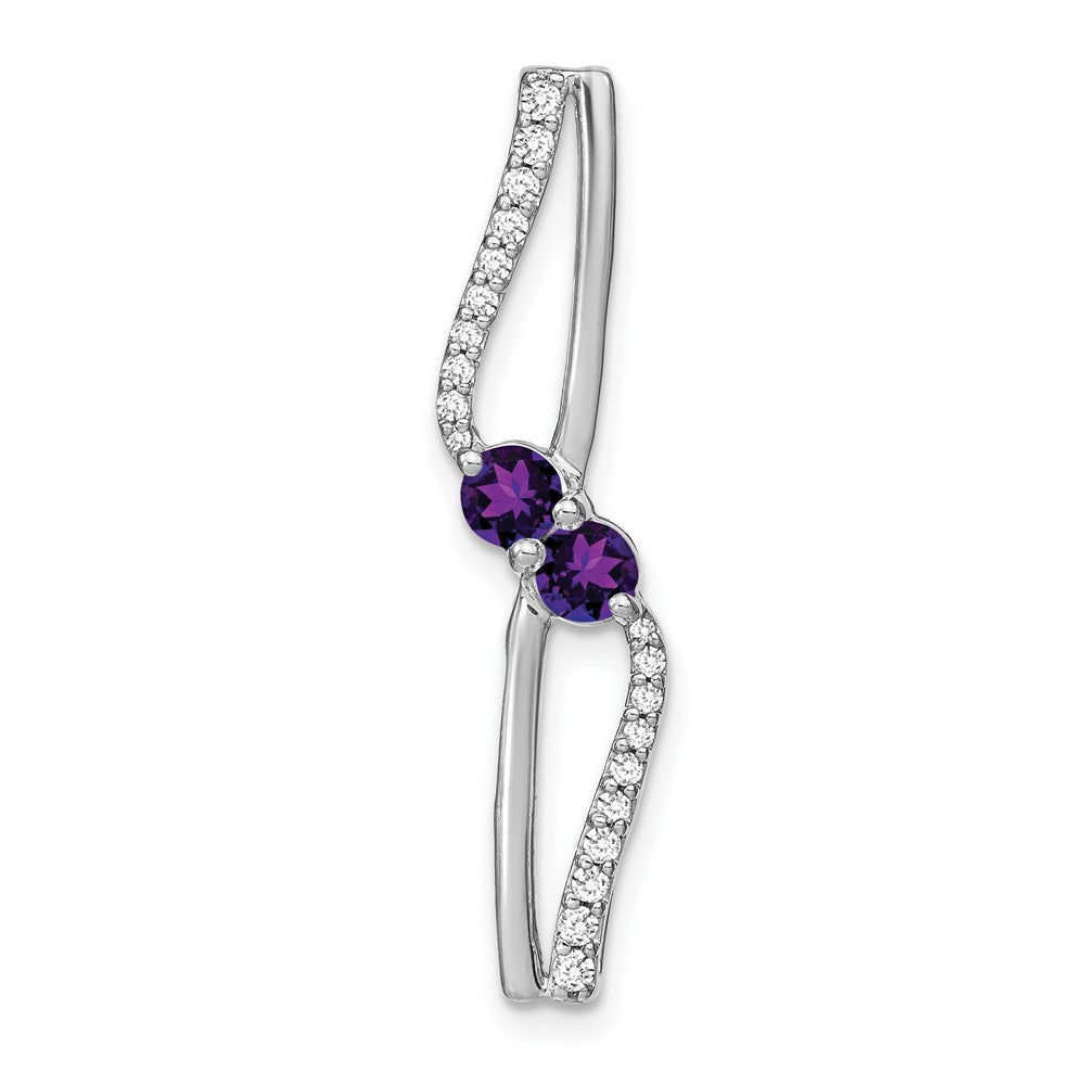 14k White Gold Amethyst and Real Diamond Chain Slide