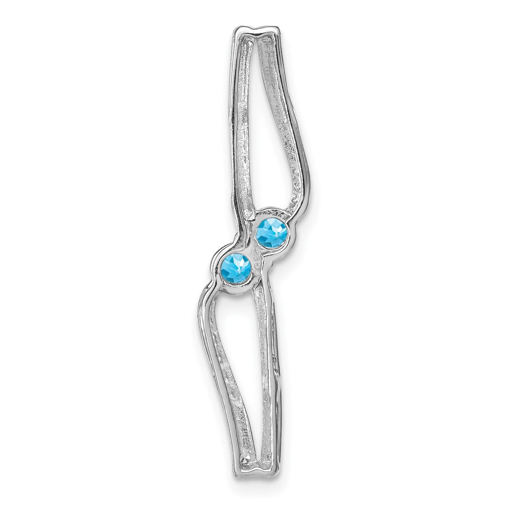 14k White Gold Blue Topaz and Real Diamond Chain Slide