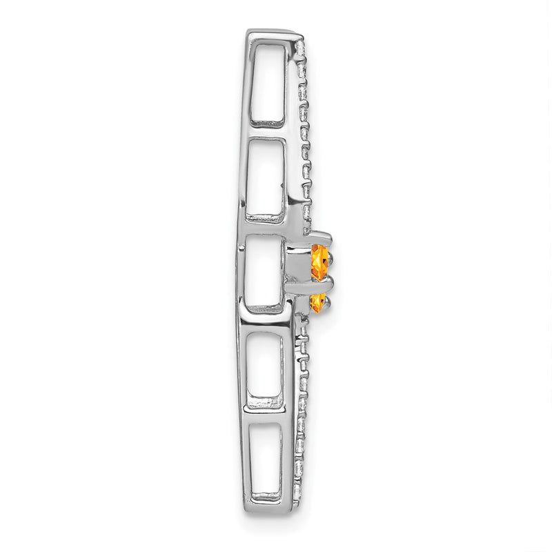 14k White Gold Citrine and Real Diamond Chain Slide