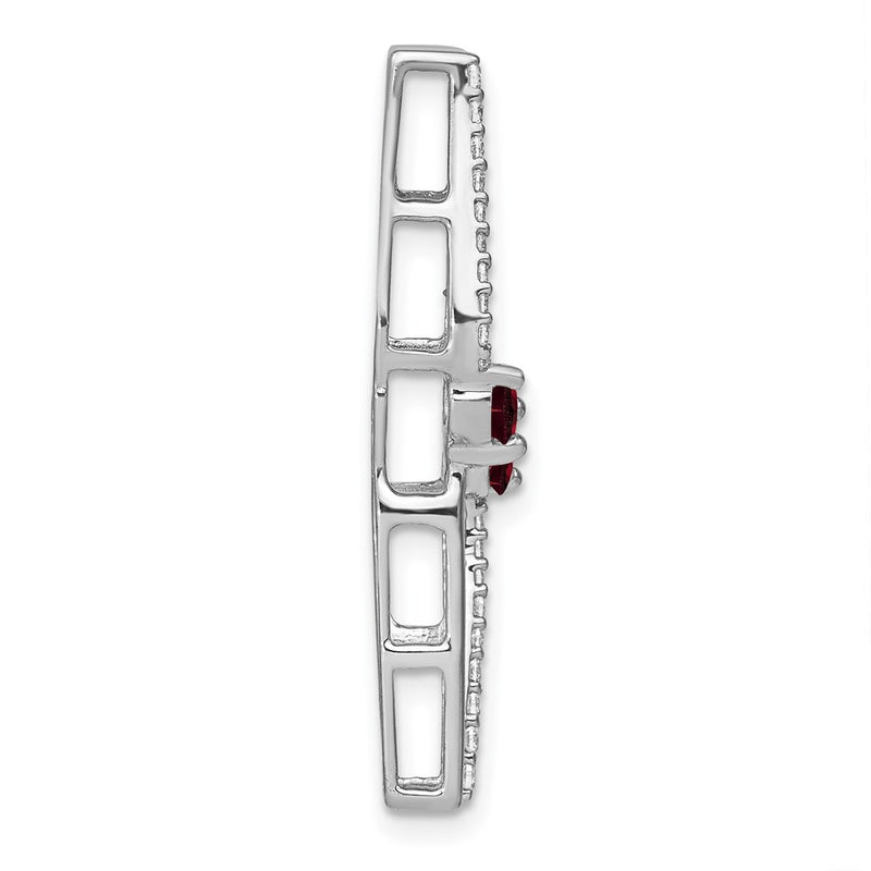 14k White Gold Garnet and Real Diamond Chain Slide