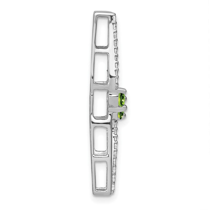 14k White Gold Peridot and Real Diamond Chain Slide