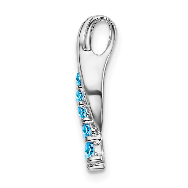 14k White Gold Blue Topaz Journey Chain Slide