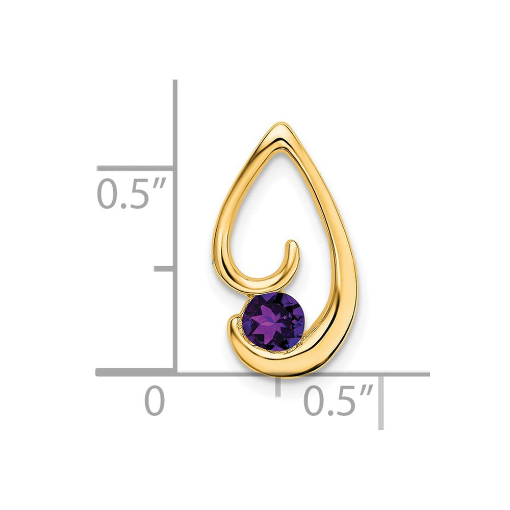 14K Yellow Gold Amethyst Chain Slide