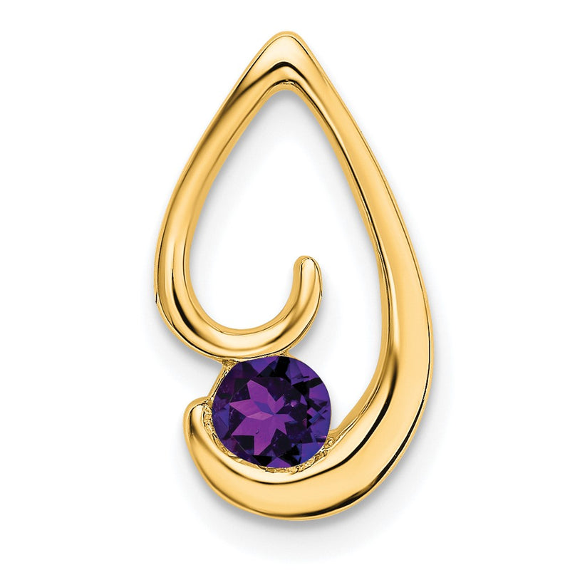 14K Yellow Gold Amethyst Chain Slide