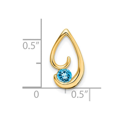 14K Yellow Gold Blue Topaz Chain Slide