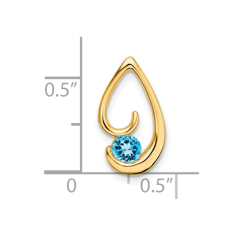 14K Yellow Gold Blue Topaz Chain Slide