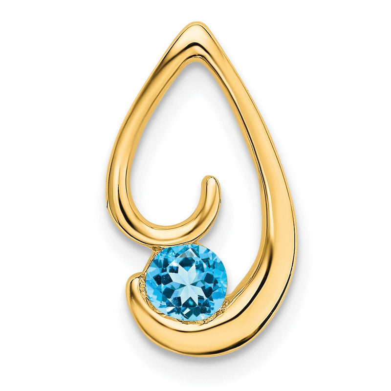 14K Yellow Gold Blue Topaz Chain Slide