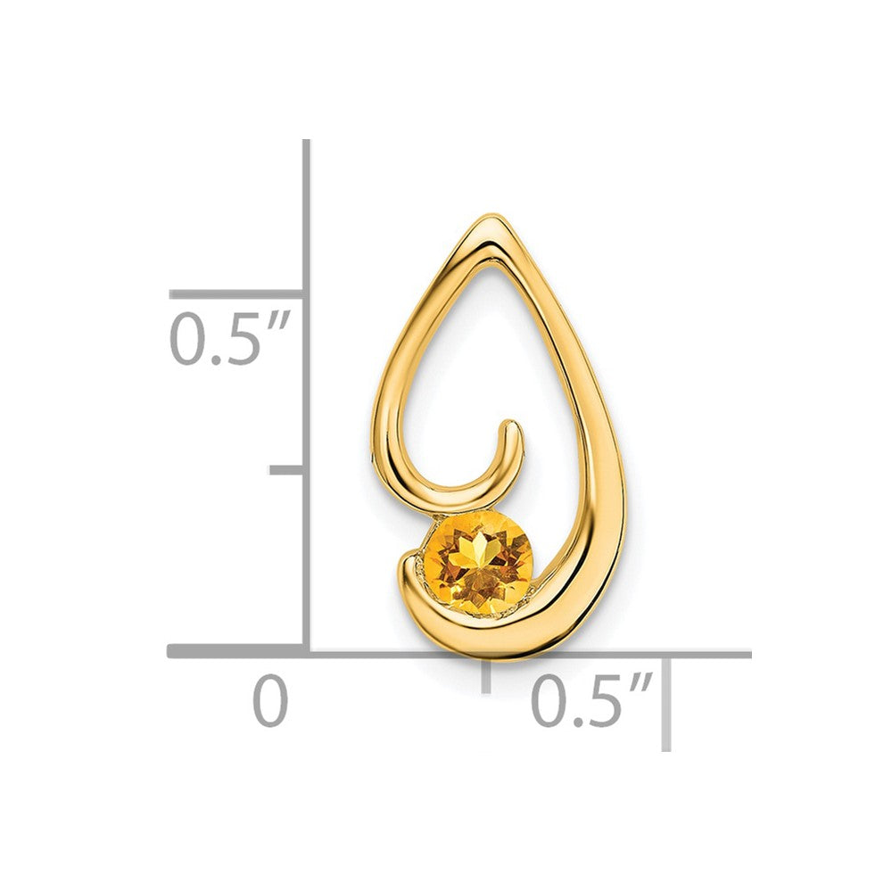 14K Yellow Gold Citrine Chain Slide