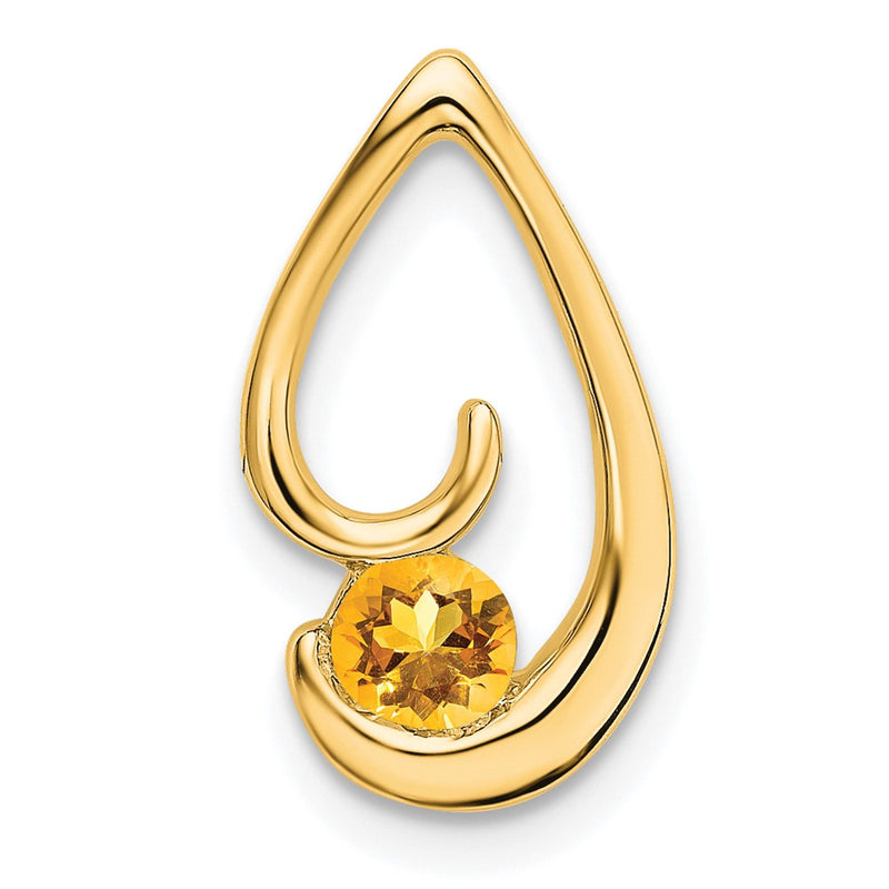14K Yellow Gold Citrine Chain Slide