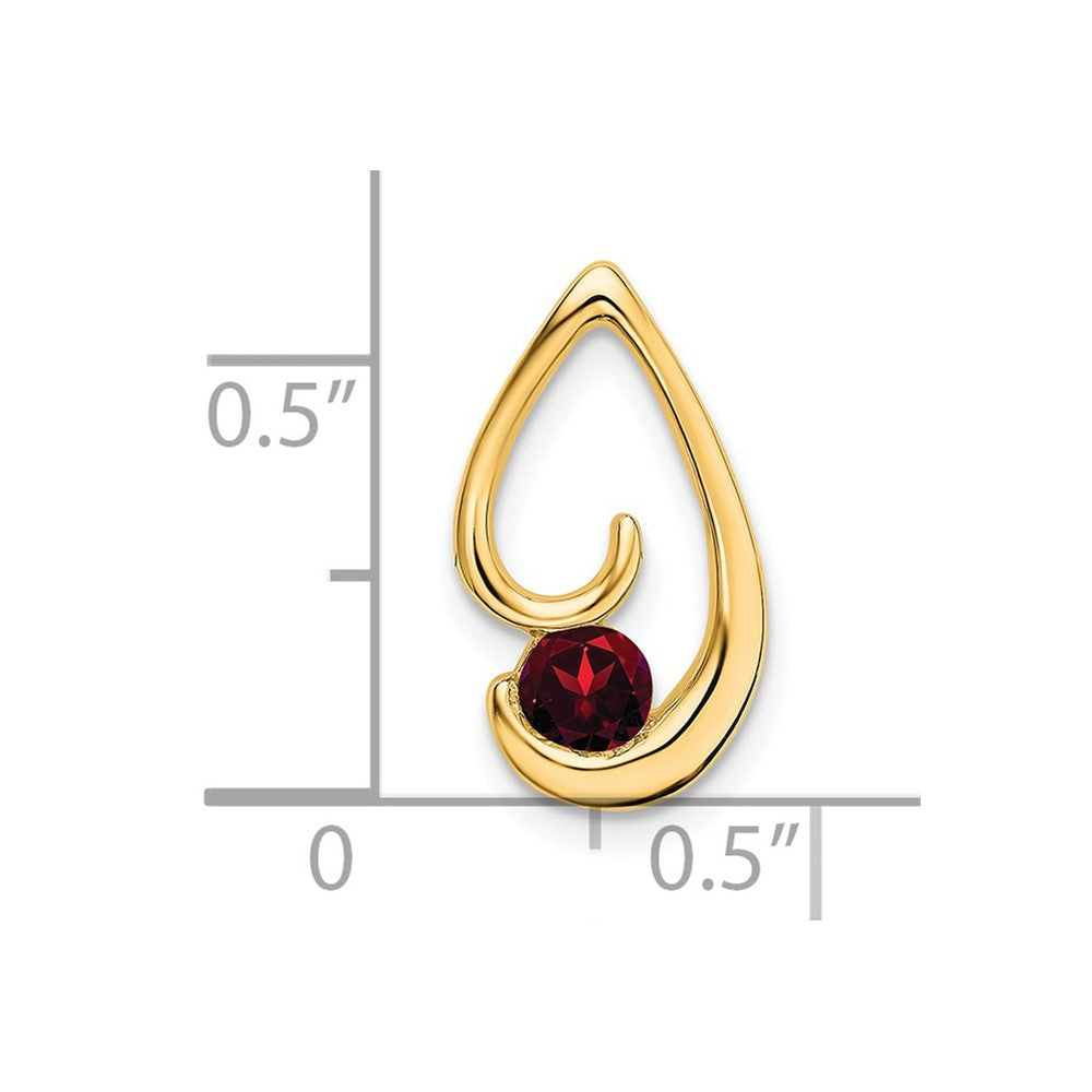 14K Yellow Gold Garnet Chain Slide