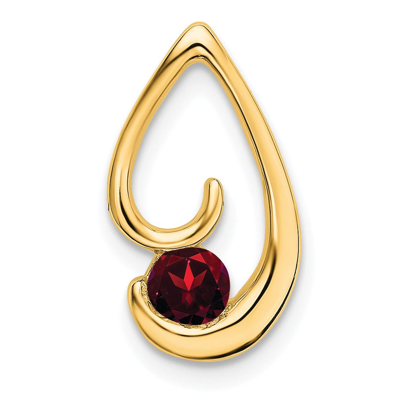 14K Yellow Gold Garnet Chain Slide
