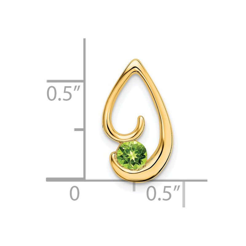 14K Yellow Gold Peridot Chain Slide