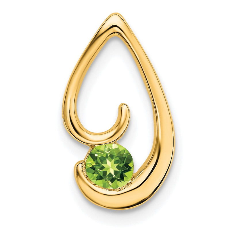 14K Yellow Gold Peridot Chain Slide