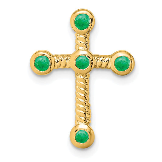 10K Yellow Gold Emerald Cross Chain Slide