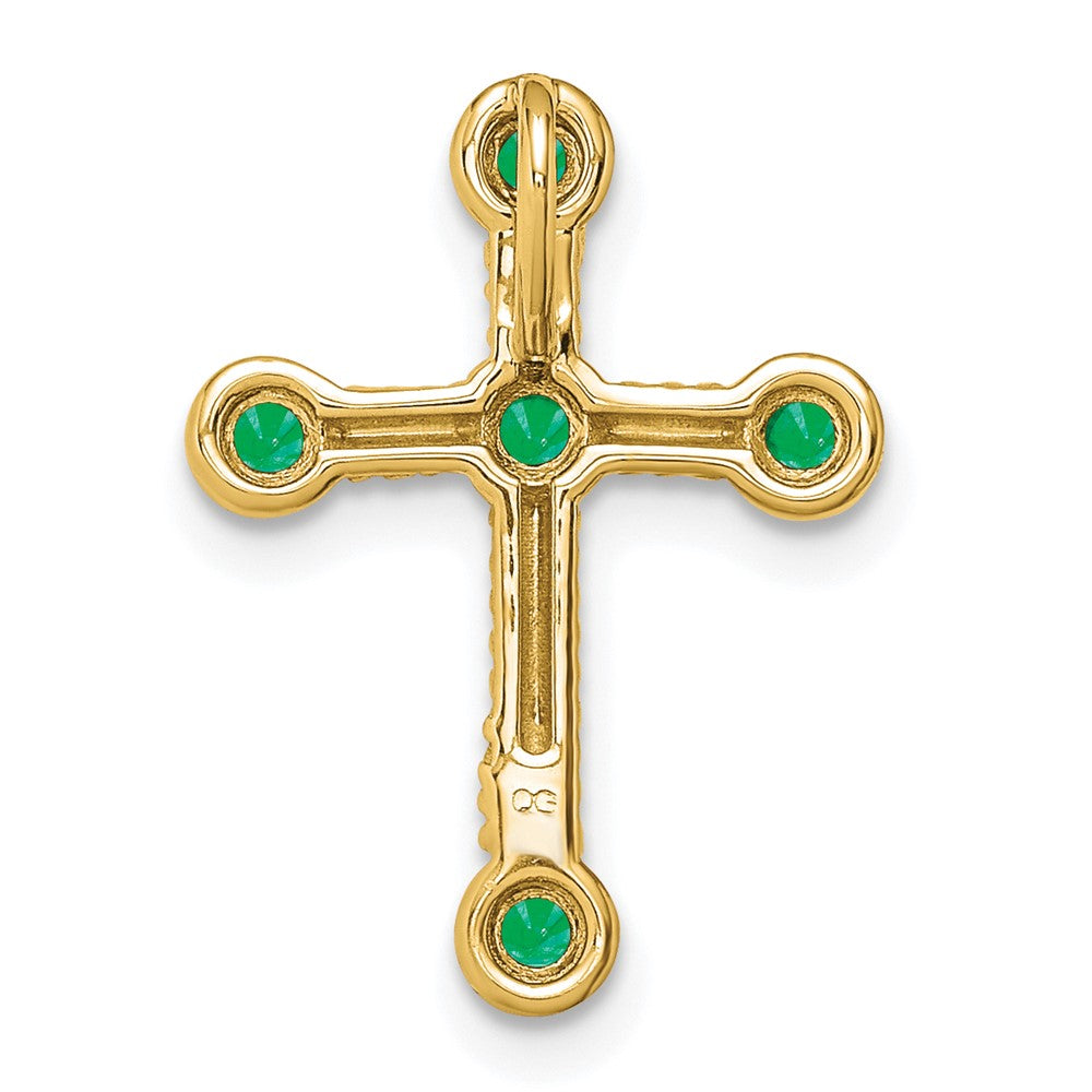14K Yellow Gold Emerald Cross Chain Slide