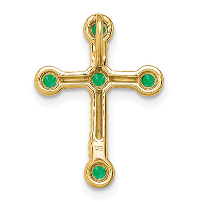 14K Yellow Gold Emerald Cross Chain Slide