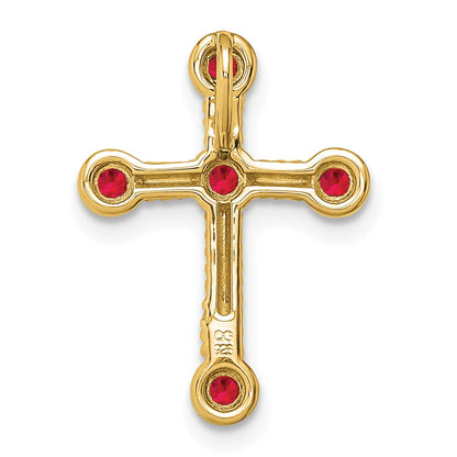 10K Yellow Gold Ruby Cross Chain Slide