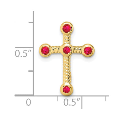 10K Yellow Gold Ruby Cross Chain Slide