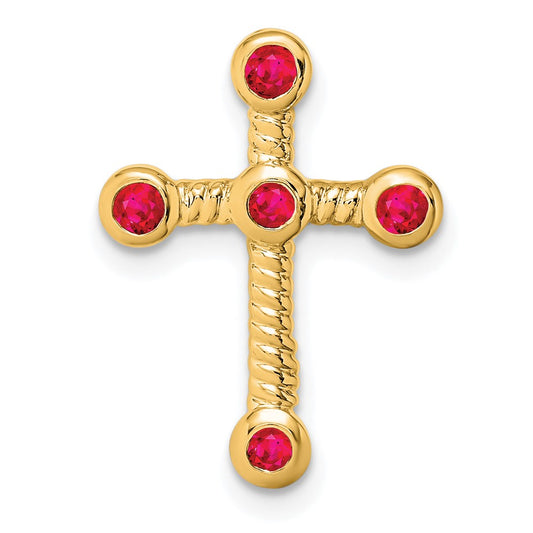10K Yellow Gold Ruby Cross Chain Slide