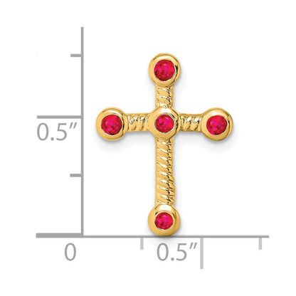 14K Yellow Gold Ruby Cross Chain Slide