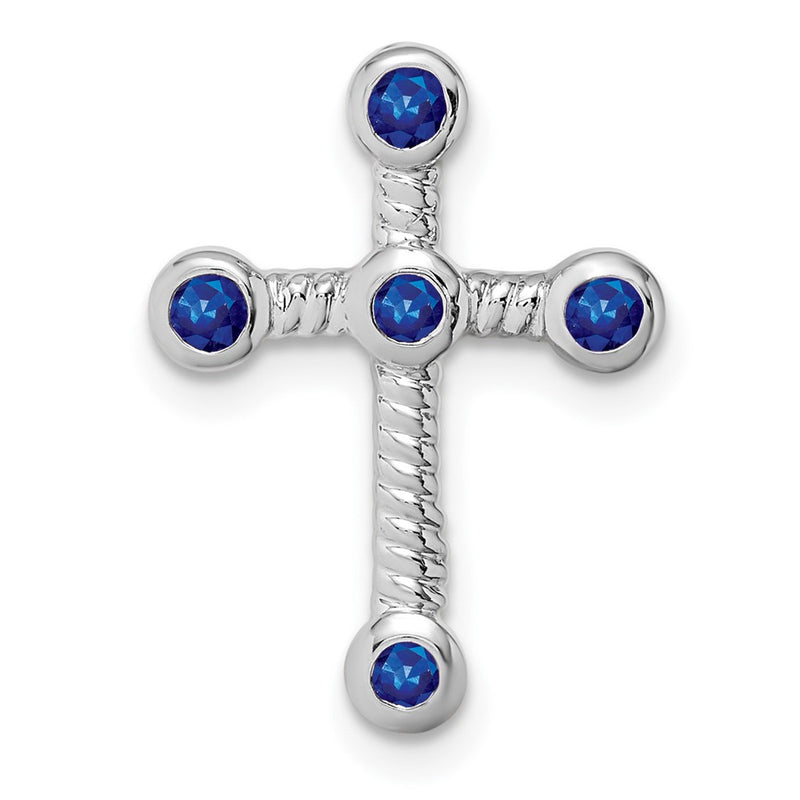 14K White Gold Sapphire Cross Chain Slide