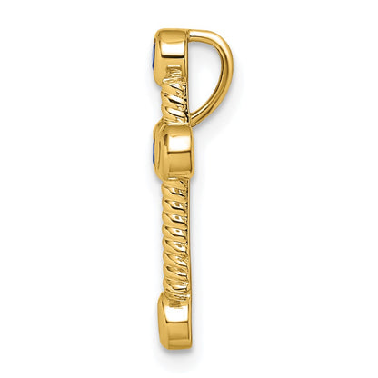 10K Yellow Gold Sapphire Cross Chain Slide