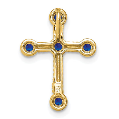 10K Yellow Gold Sapphire Cross Chain Slide