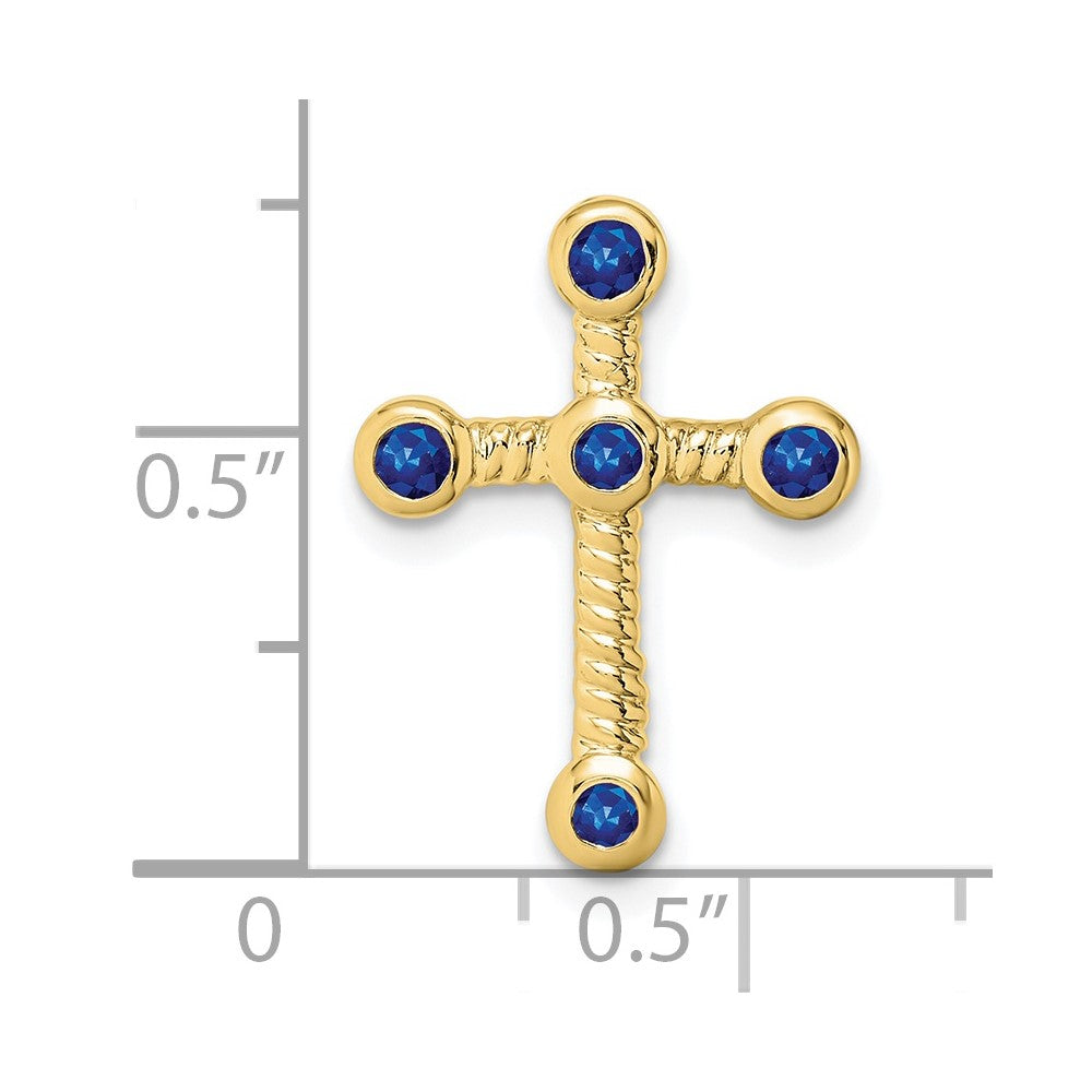 10K Yellow Gold Sapphire Cross Chain Slide