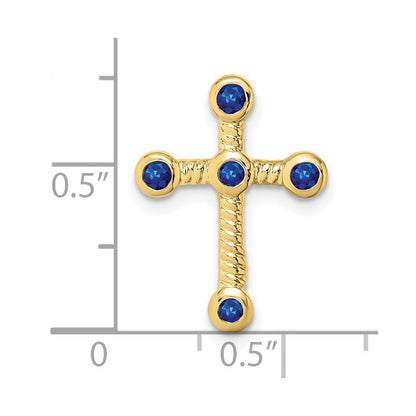 10K Yellow Gold Sapphire Cross Chain Slide