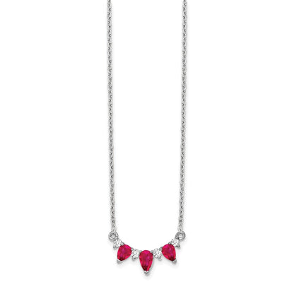 14k White Gold Ruby and Real Diamond 18 inch Necklace