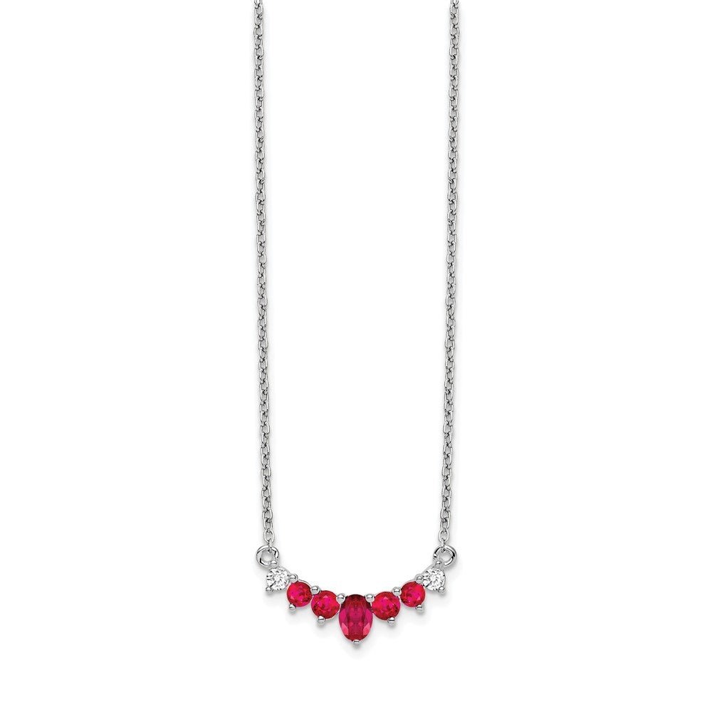 14k White Gold Ruby and Real Diamond 18 inch Necklace