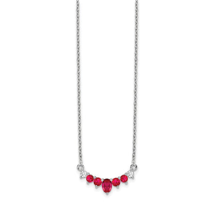 14k White Gold Ruby and Real Diamond 18 inch Necklace