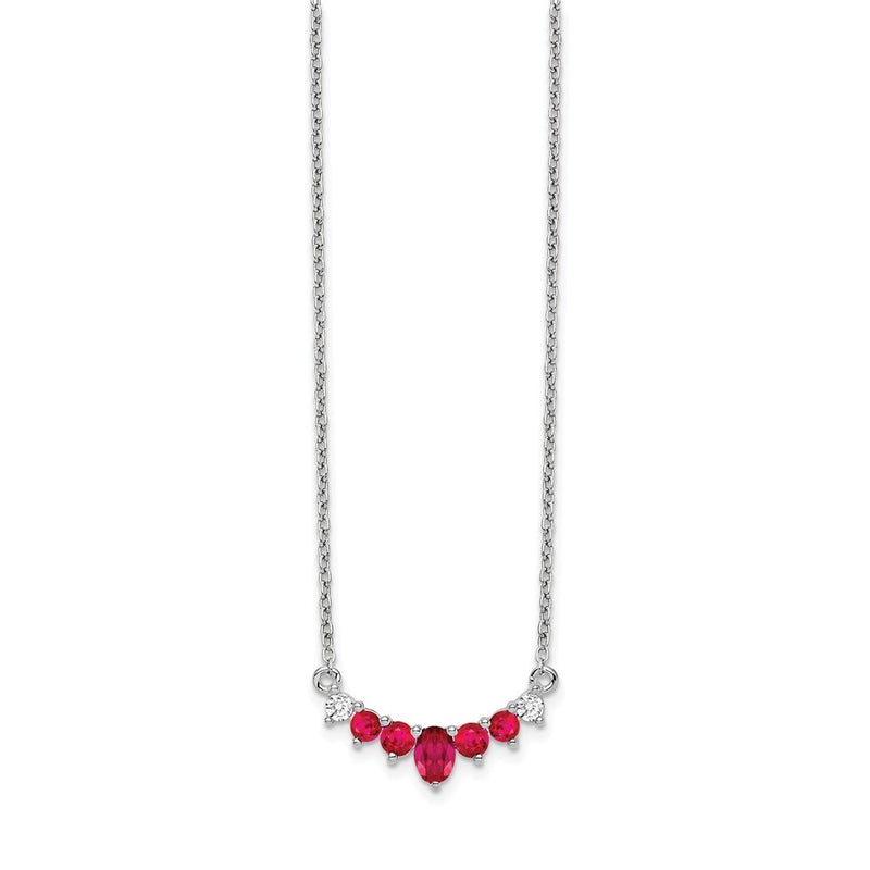 14k White Gold Ruby and Real Diamond 18 inch Necklace