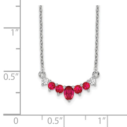 14k White Gold Ruby and Real Diamond 18 inch Necklace