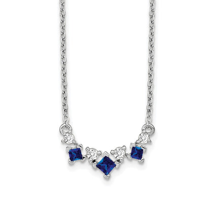 14k White Gold Sapphire and Real Diamond 18 inch Necklace