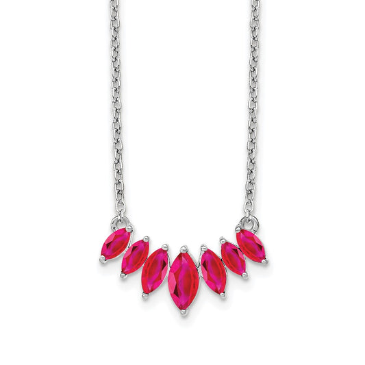 14k White Gold Marquise Ruby 18 inch Necklace