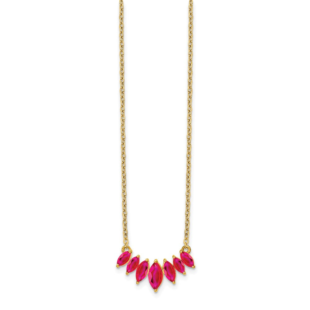 14K Yellow Gold Marquise Ruby 18 inch Necklace