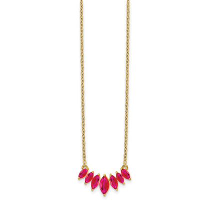 14K Yellow Gold Marquise Ruby 18 inch Necklace