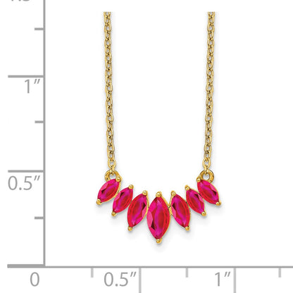 14K Yellow Gold Marquise Ruby 18 inch Necklace